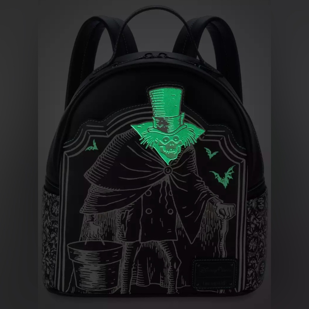 Loungefly Disney Haunted Mansion hatbox ghost glow in the dark mini backpack NWT - Picture 6 of 9